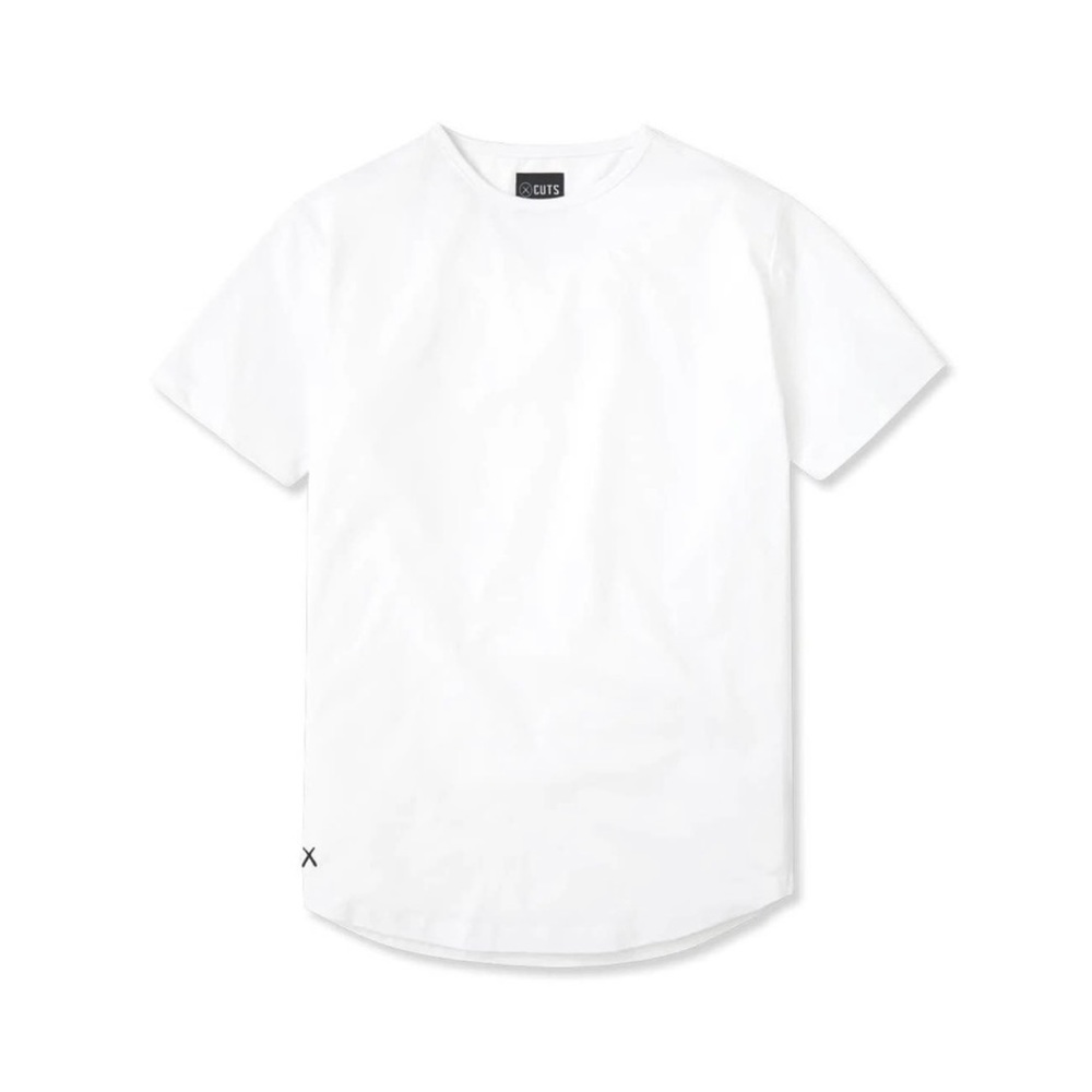 Cuts Clothing Men's Curve Hem Crew T-Shirt - White